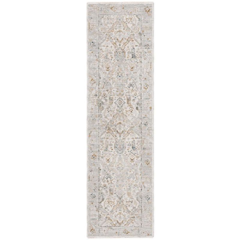 Hamilton Ivory and Black Synthetic Medallion Runner Rug, 2'-2" x 8'