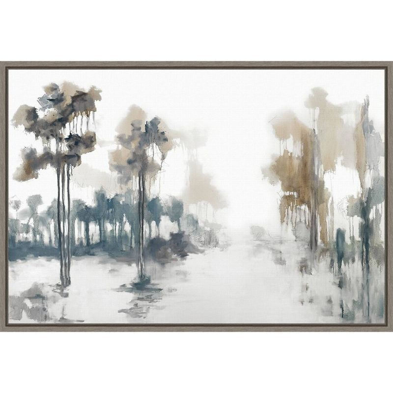 Abstract Landscape Canvas Print with Gray Frame