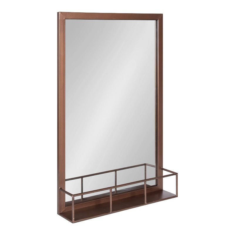 Jackson Bronze Rectangular Metal Frame Mirror with Shelf