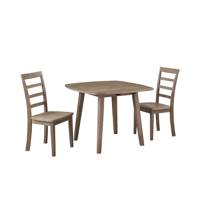 Gray Rubberwood 3-Piece Drop Leaf Dining Set