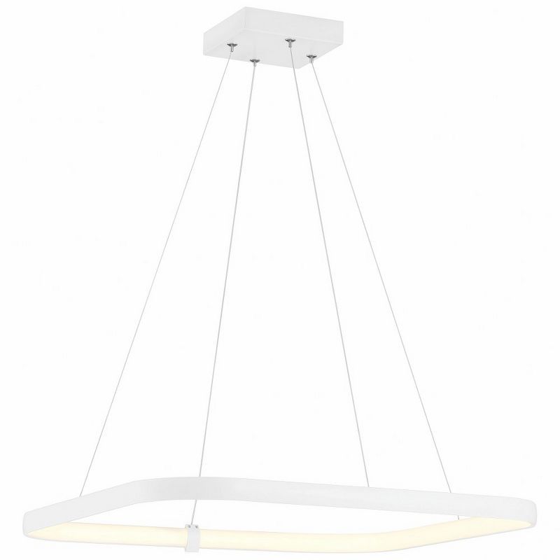 Matte Black and White Contemporary LED Pendant Light, 24"