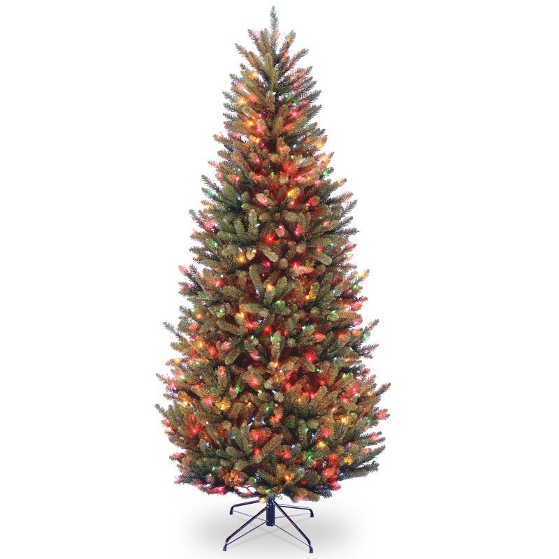 7.5' Multicolor Prelit Slim Fir Artificial Christmas Tree