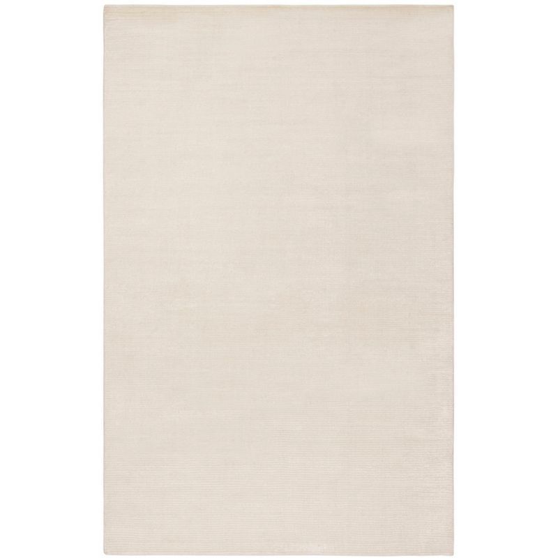 Mirage White Hand-Knotted Wool and Viscose Area Rug 5' x 8'