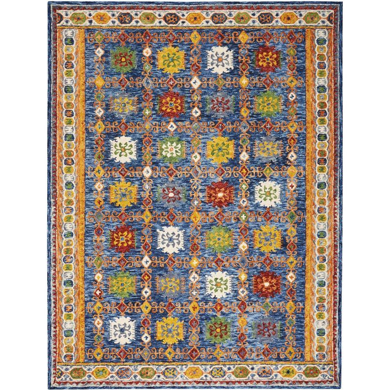 Navy and Multicolor Wool Handmade Tufted 8' x 10' Area Rug