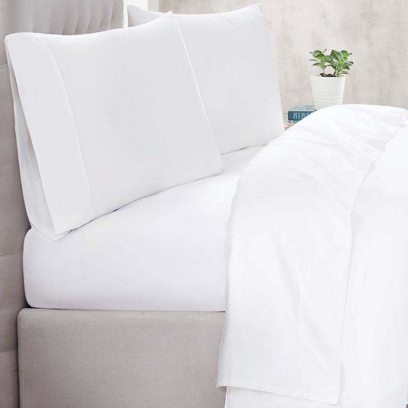 White Cotton Sateen Standard Pillowcase Pair