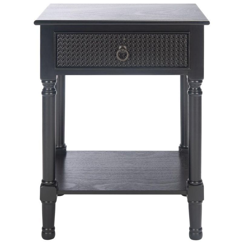Haines Black Wood and Metal 1-Drawer Accent Table