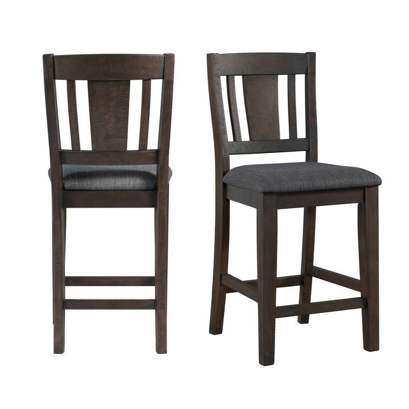 Gray Upholstered Wood Counter Height Side Chair Set