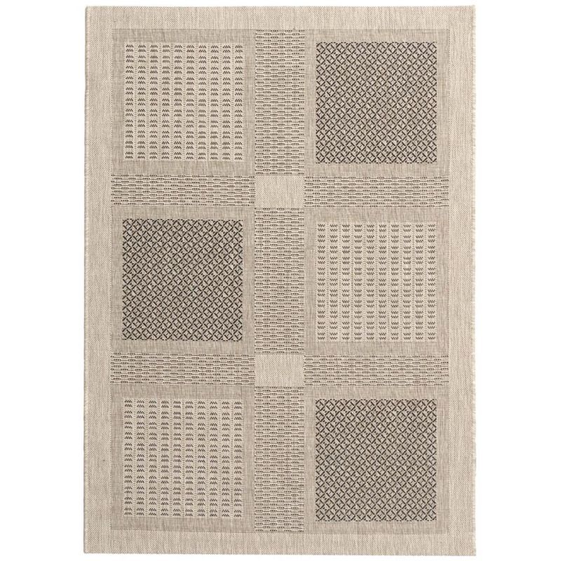 Gray Synthetic Flat Woven Reversible Square Rug