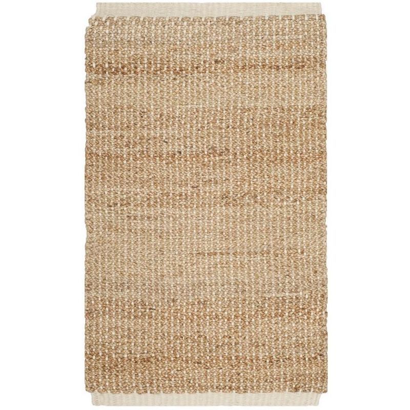 Eco-Friendly Ivory & Natural Hand-Knotted Jute Square Rug