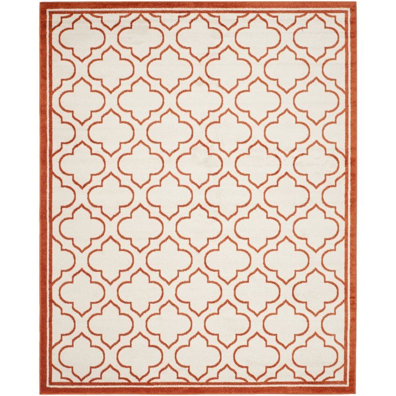 Ivory & Orange Reversible Easy-Care Synthetic Area Rug 8' x 10'