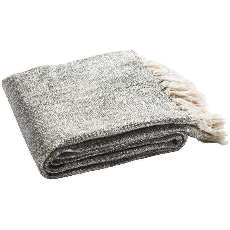 Jacqui 70" Gray and Silver Reversible Cotton Throw