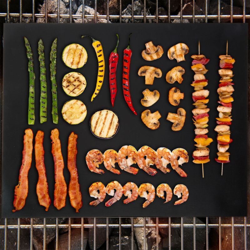 Nonstick Black PTFE Reusable BBQ Grill Mat Set