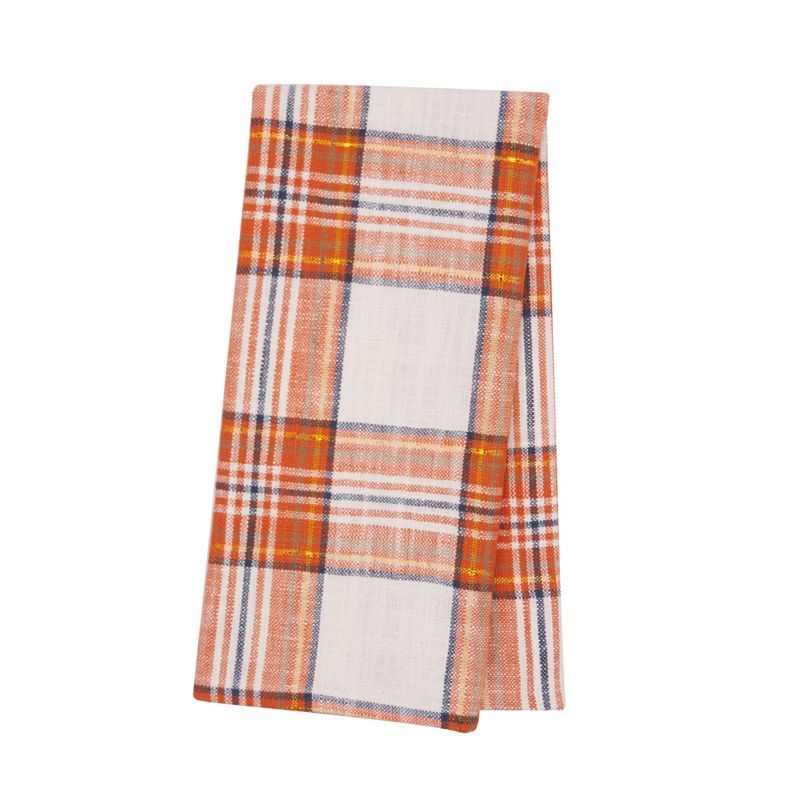 Autumn Orange Plaid Cotton Kitchen Towel Set