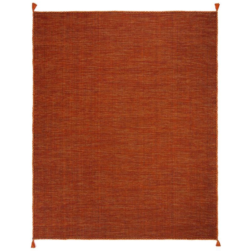 Handmade Reversible Orange and Black Cotton 8' x 10' Area Rug