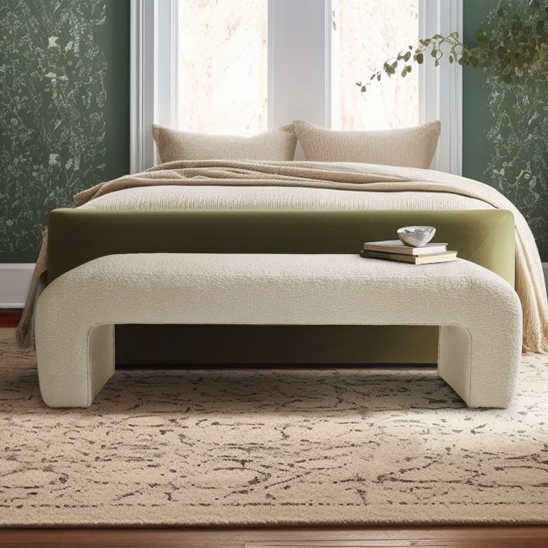 Lily 60" Cream Boucle Waterfall Upholstered Bedroom Bench