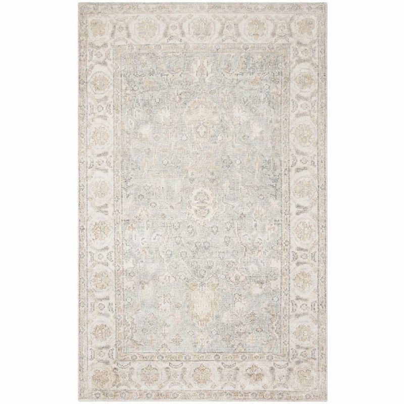 Hand-Knotted Artisan Light Blue Wool 4' x 6' Rectangular Rug