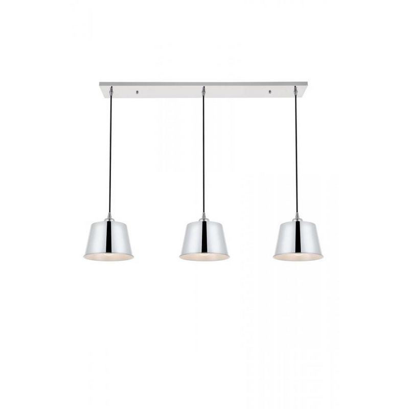 Modern Chrome 3-Light Pendant Lamp with Drum Shades