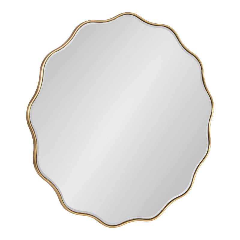 Kate & Laurel All Things Decor 32"x32" Viona Round Scalloped Mirror Gold: Luxury Glam Decor, No Assembly, Espejo