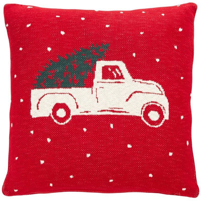 Red and Black Plaid Christmas Pillow Set, 21" Square Cotton