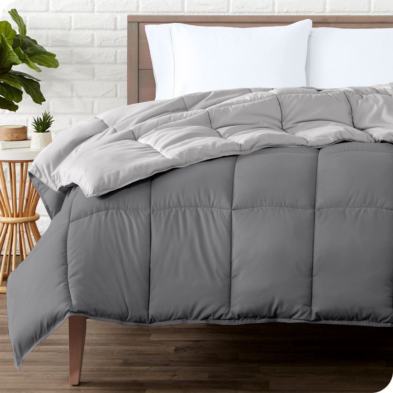 Twin XL Reversible Gray Microfiber Down Alternative Comforter Set