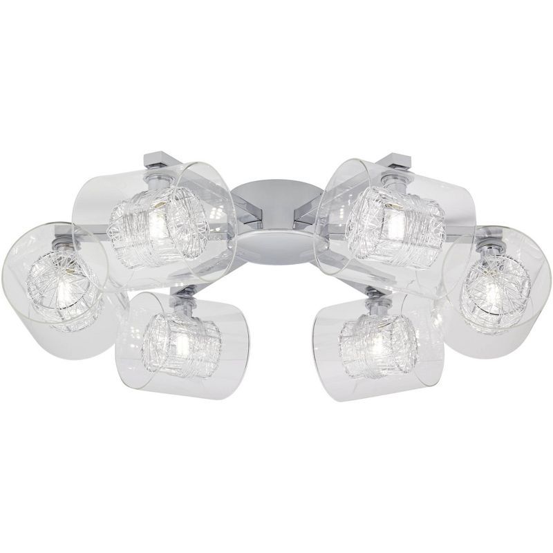 Modern Chrome 6-Light Flushmount Ceiling Fixture with Clear Glass Shades