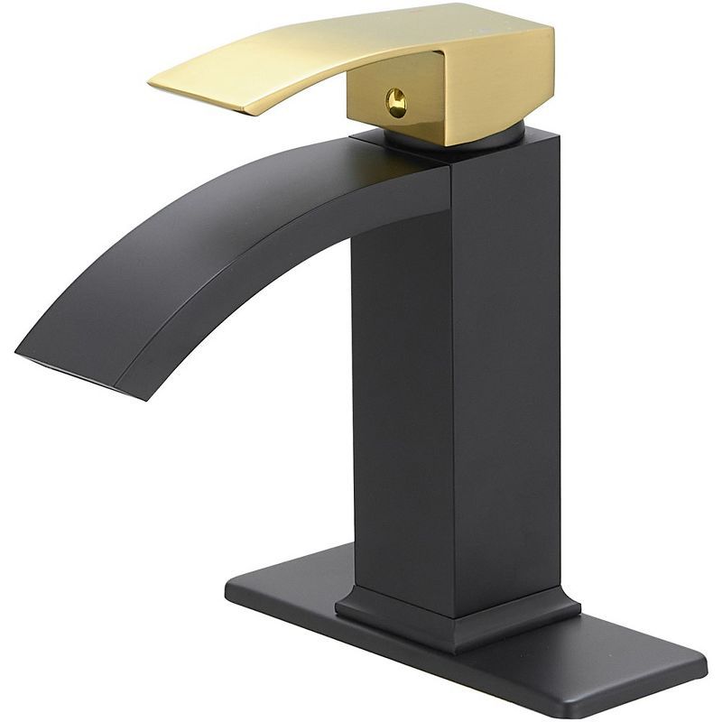 Gold and Black Waterfall Single Handle Bathroom Faucet