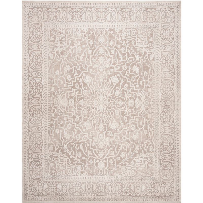 Beige Cream Floral Low Pile Area Rug