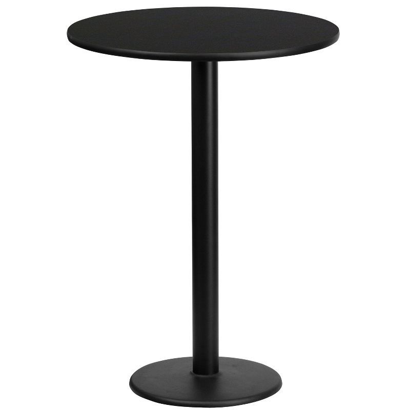 24'' Round Black Laminate Bar Height Table with Glass Base