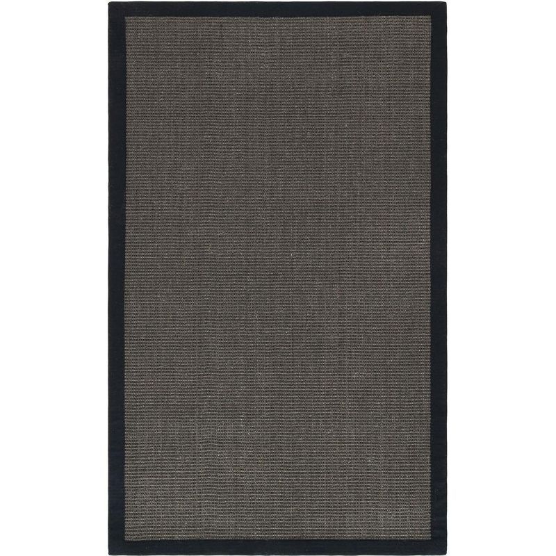 Charcoal and Black Hand-Knotted Wool Area Rug, 3' x 5'