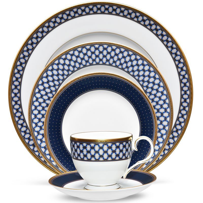 Blueshire Gold Trim 5-Piece Porcelain Place Setting