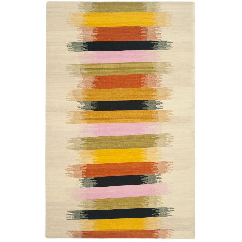 Handwoven Geometric Multicolor Wool Area Rug, 5' x 8'