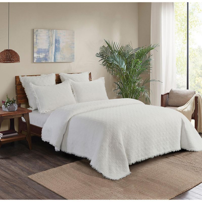 Trellis White Cotton Quilted Euro Sham Set