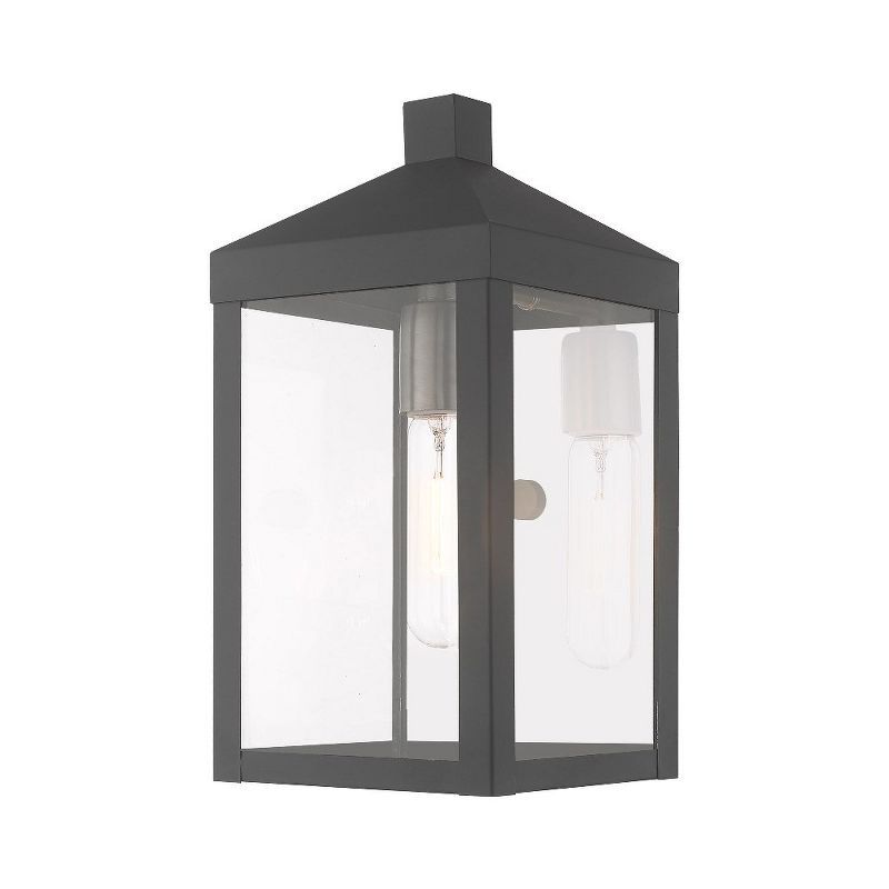 Scandinavian Gray Clear Glass Outdoor Wall Lantern