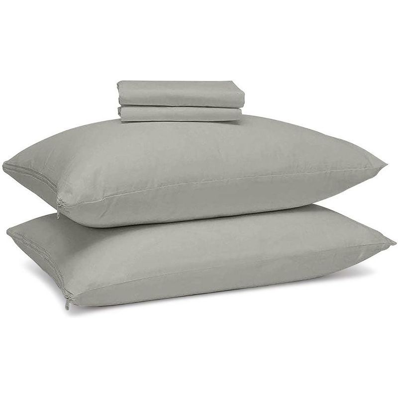 Light Grey Cotton Hypoallergenic Zippered Pillow Protector Set