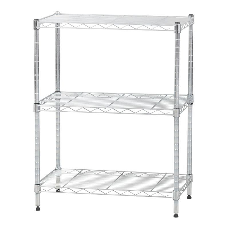 Adjustable Silver 3-Tier Metal Wire Shelving Unit