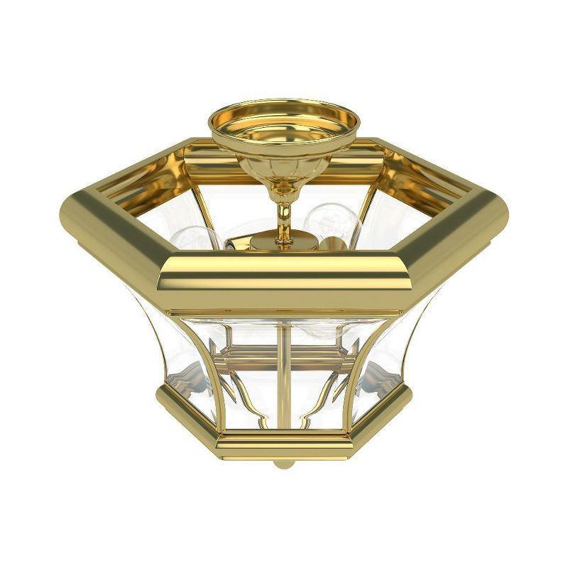 Beacon Hill Polished Brass 3-Light Ceiling Mount with Clear Beveled Glass