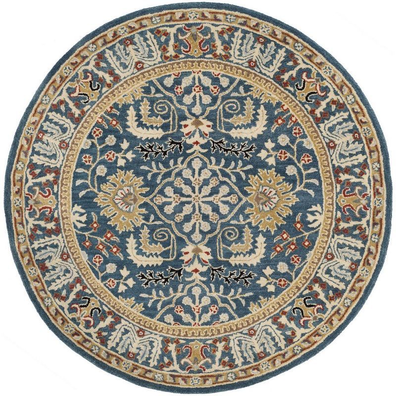 Antiquity Hand-Tufted Dark Blue and Multi Wool Round Rug