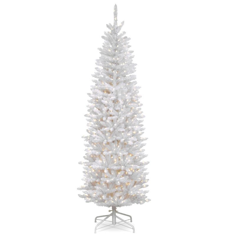 Slender White Realistic Artificial Fir Christmas Tree with Lights