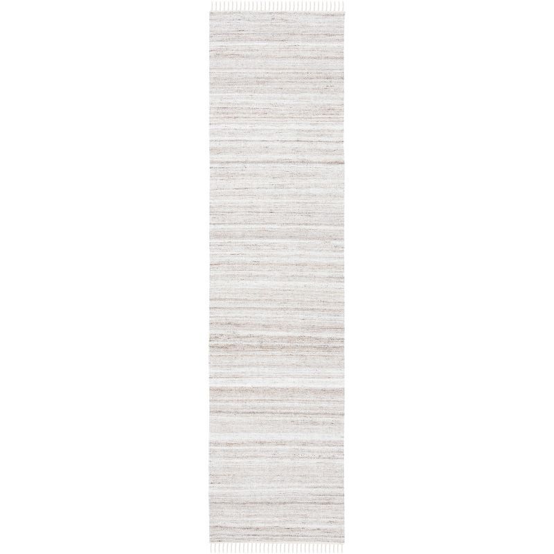 Ivory and Brown Flat Woven Wool Runner Rug