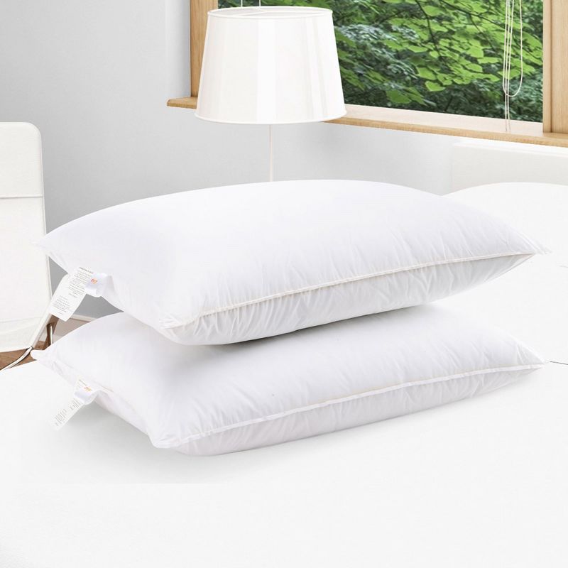 White Hypoallergenic Hollow Fiber Standard Size Pillows - Set of 2