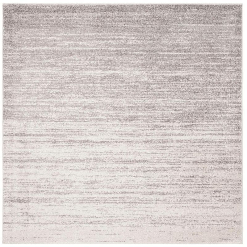 Ivory and Silver Square Low Pile Area Rug