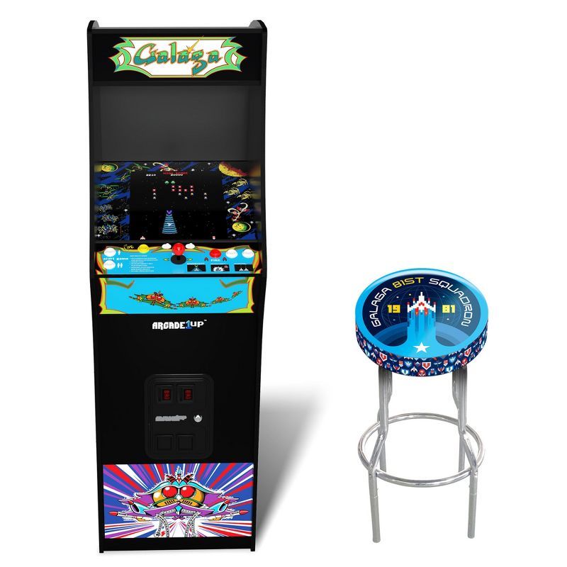 Arcade1Up Galaga Deluxe Arcade Machine with Adjustable Stool and Wi-Fi Leaderboards