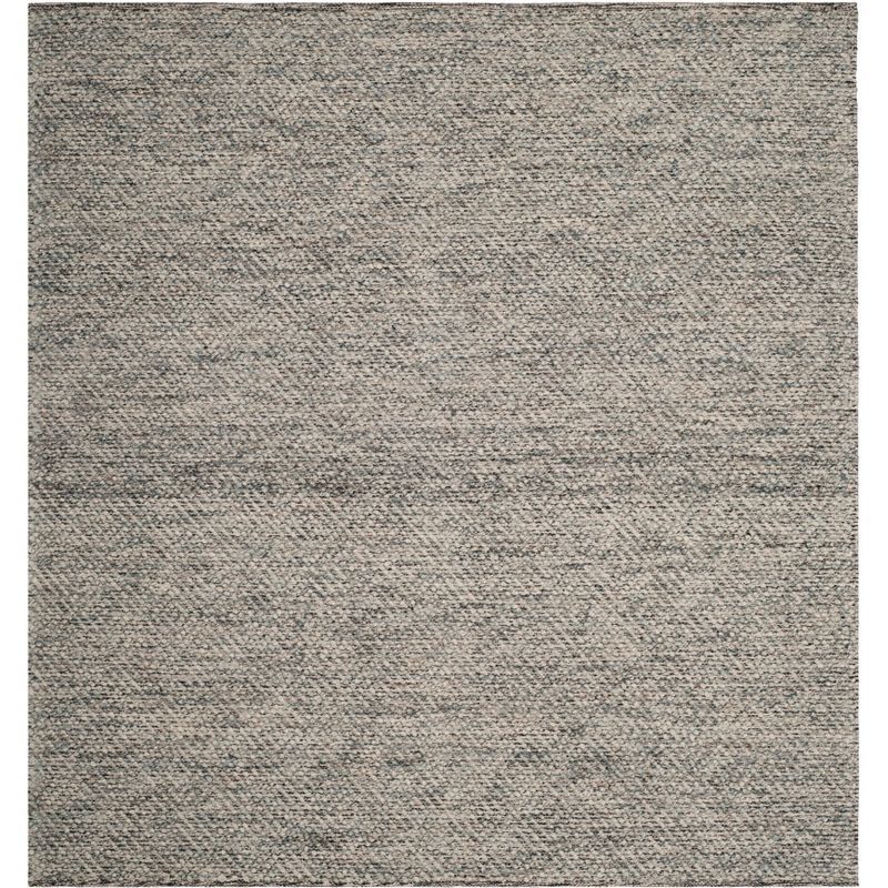 Handmade Camel and Grey Wool Braided Square Rug