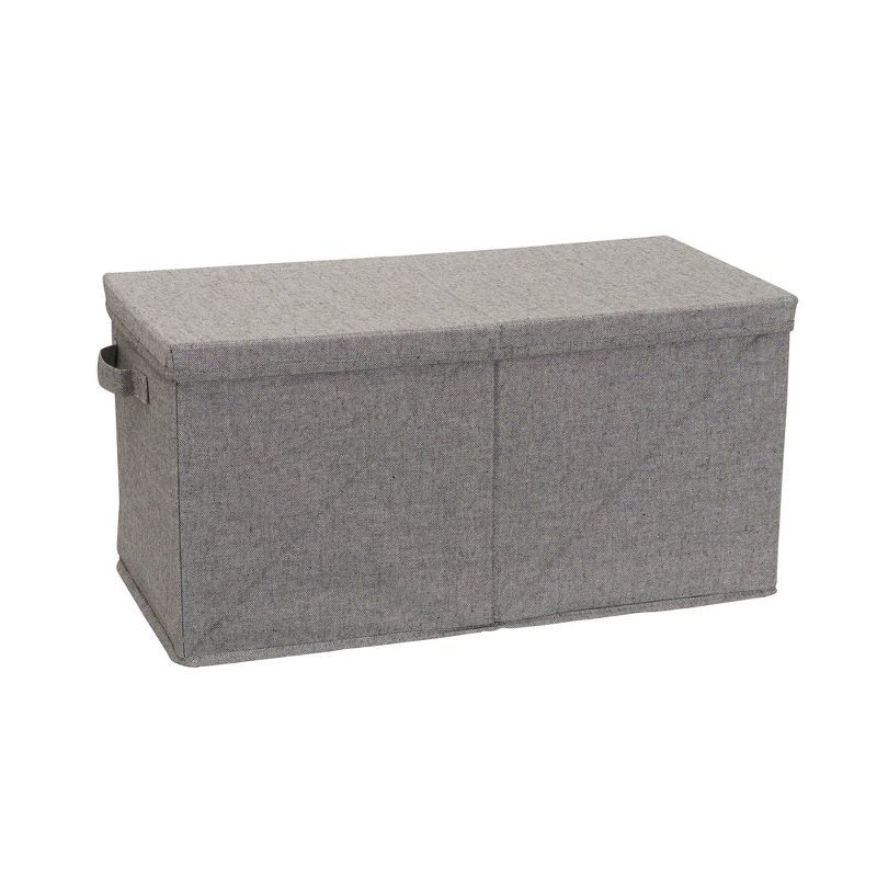 Jumbo Gray Fabric Foldable Storage Bin with Lid