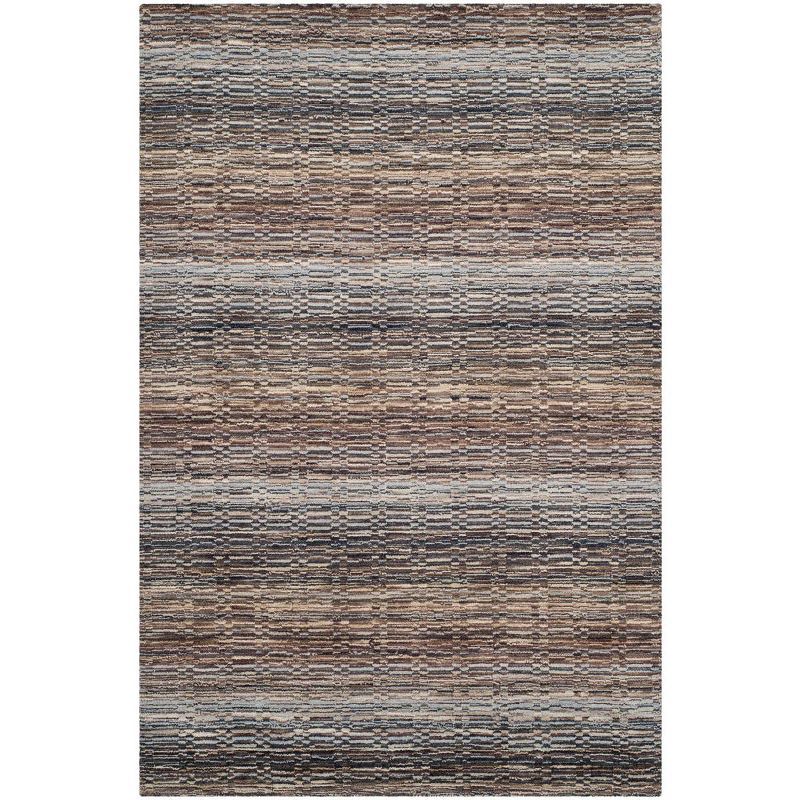 Gray Hand-Knotted Wool 4' x 6' Rectangular Rug