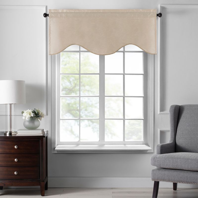 Colette Taupe Faux Silk Scalloped Window Valance