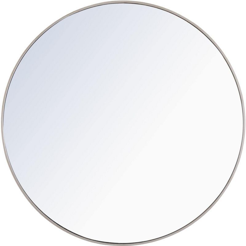 42-Inch Round Silver Metal Frame Mirror