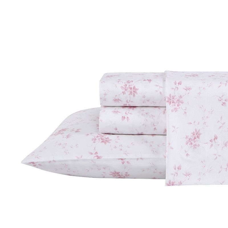 King Blue Cotton Floral Sateen Sheet Set