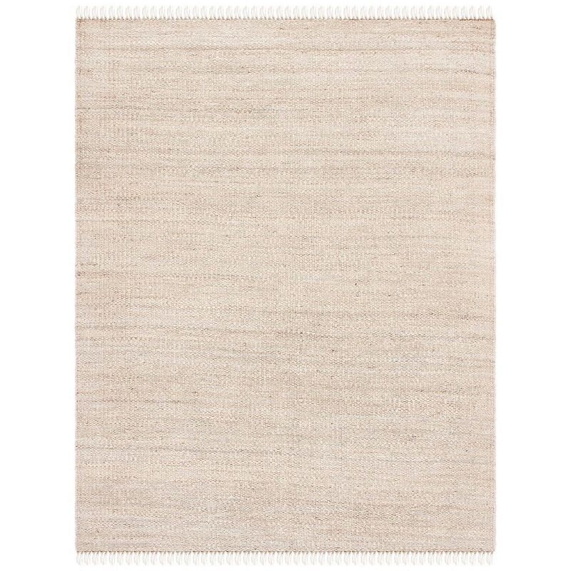 Ivory Hand-Knotted Jute Area Rug, 8' x 10'