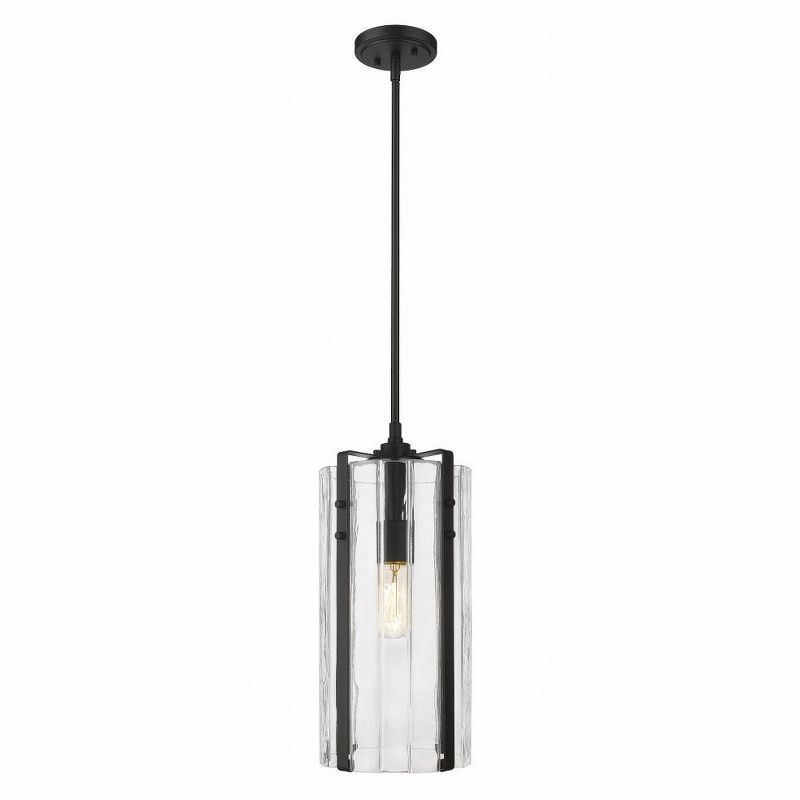 Alverton Matte Black Handcrafted Glass 1-Light Indoor/Outdoor Pendant